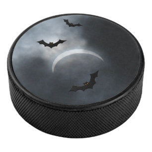 Spooky Halloween Bats In Eclipse Hockey Puck