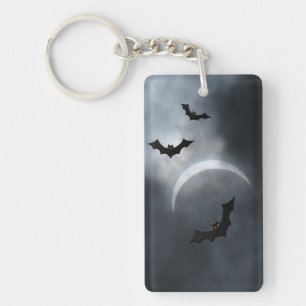 Spooky Halloween Bats In Eclipse Keychain
