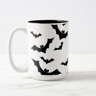 Spooky Halloween Bats Pattern Aesthetic Design Two-Tone Coffee Mug