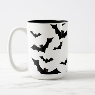 Spooky Halloween Bats Pattern Aesthetic Design Two-Tone Coffee Mug