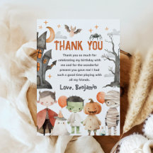 Spooky Halloween Birthday Party Thank You Card