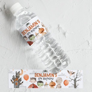 Spooky Halloween Birthday Party Water Bottle Label