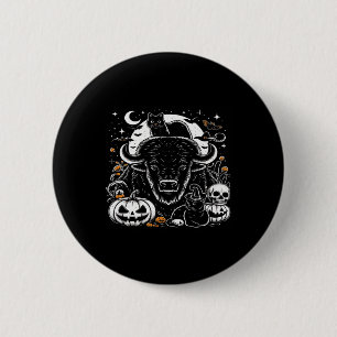 Spooky Halloween Bison Pumpkin Buffalo Cat Funny G 2 Inch Round Button