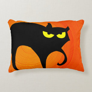 Spooky Halloween Black Cat  Accent Pillow