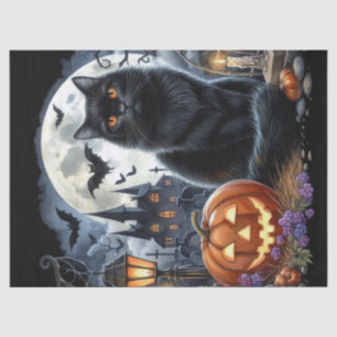 Spooky Halloween Black Cat Decoupage  Tissue Paper