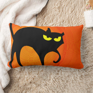 Spooky Halloween Black Cat  Lumbar Pillow
