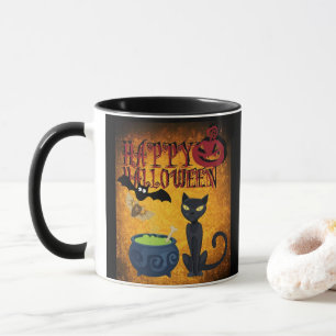 Spooky Halloween Black Cat Magic Mug