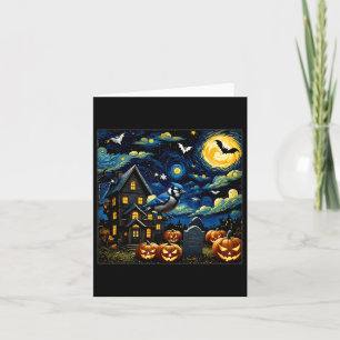Spooky Halloween Blue Jay Starry Night  Card