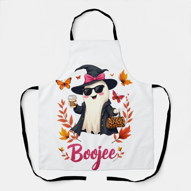 Spooky Halloween Boojee Sassy Classy Ghost  Apron (Front)