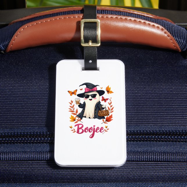 Spooky Halloween Boojee Sassy Classy Ghost  Luggage Tag (Front Insitu 2)