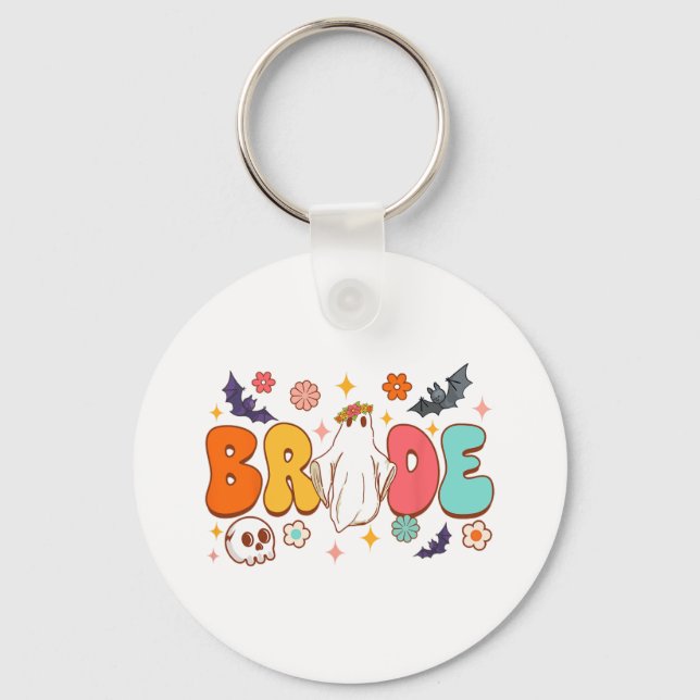 Spooky Halloween Bride To Be Bachelorette Party Ma Keychain (Front)