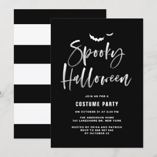 Spooky Halloween Brush Lettering Costume Party Invitation