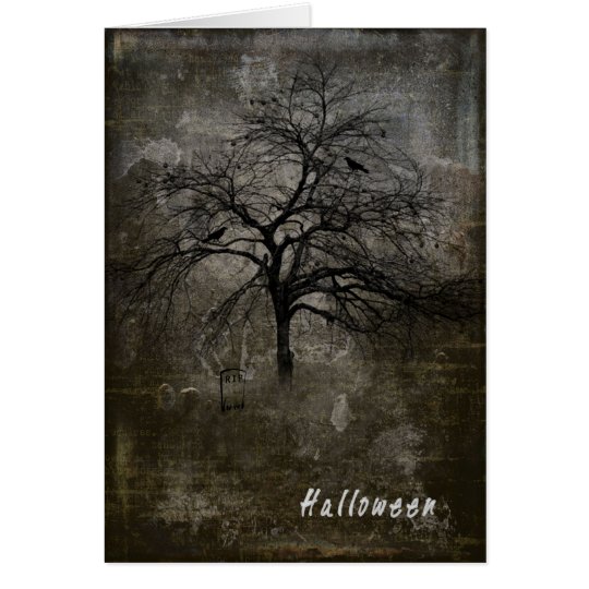 Spooky Halloween Card with Ghosts and Gravestones