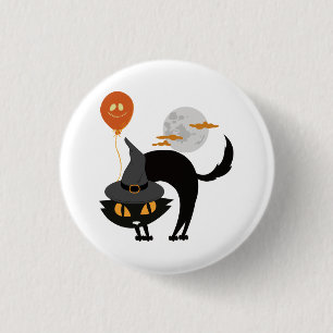 Spooky Halloween Cat 1 Inch Round Button
