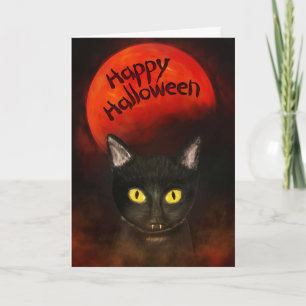 Spooky Halloween Cat Card