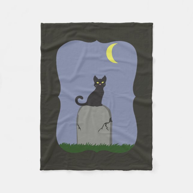 Spooky Halloween Cat Fleece Blanket (Front)