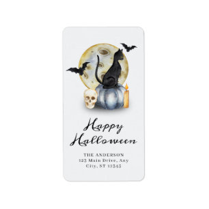 Spooky Halloween Cat Pumpkin Label