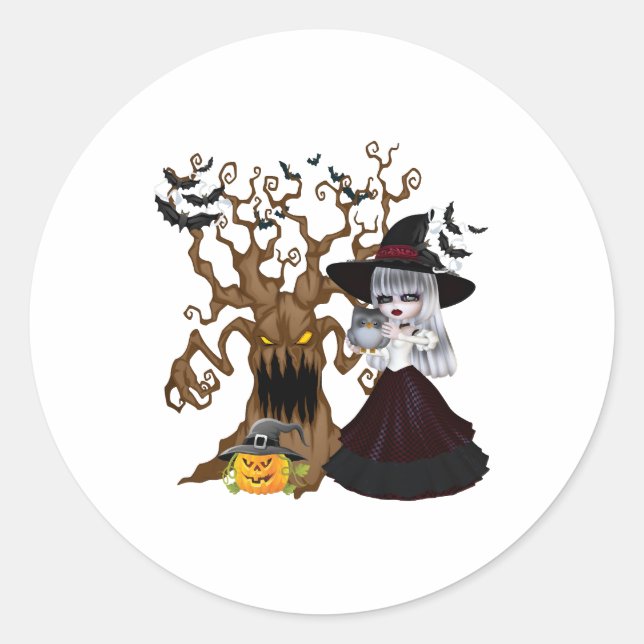 Spooky Halloween     Classic Round Sticker (Front)
