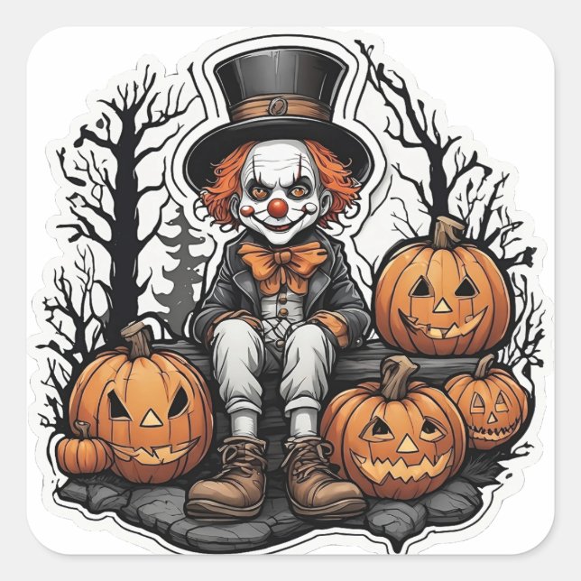 Spooky Halloween Clown Sticker (Front)