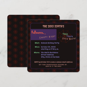 Spooky Halloween Cobweb Black Party Invitation