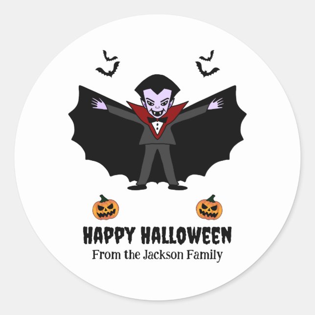 Spooky Halloween Costume Party Dracula Vampire Classic Round Sticker (Front)