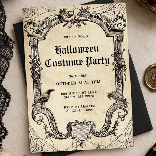 Spooky Halloween Costume Party Vintage Gothic Invitation
