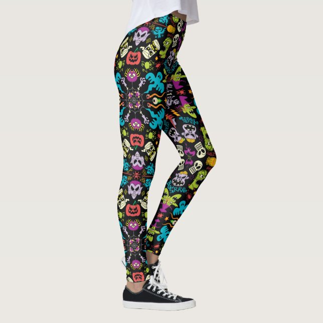 Spooky Halloween creatures in cool pattern design Leggings (Right)