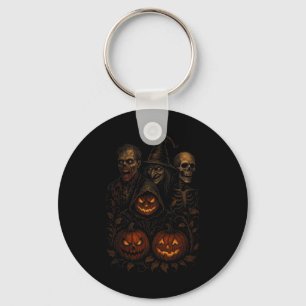 Spooky Halloween Creepy Pumpkin Scary Witch Zombie Keychain