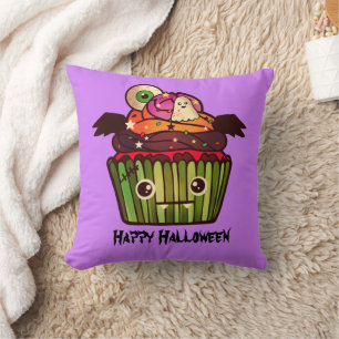 Spooky Halloween Cupcake Throw Pillow