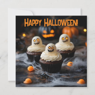 Spooky Halloween cupcakes Design Holiday Card