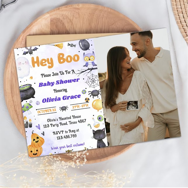 Spooky Halloween Cute Ghost  Baby Shower Party  Invitation (Creator Uploaded)