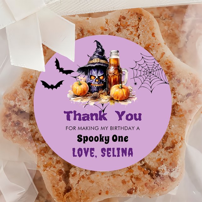 Spooky Halloween Cute Ghost Birthday Party Classic Round Sticker (Creator Uploaded)