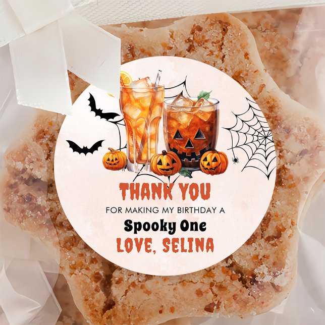 Spooky Halloween Cute Ghost Birthday Party Classic Round Sticker (Creator Uploaded)