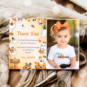 Spooky Halloween Cute Ghost Thank You Photo  Invitation