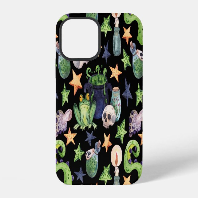 Spooky Halloween: Dark Hand-Drawn Pattern. iPhone Case (Back)