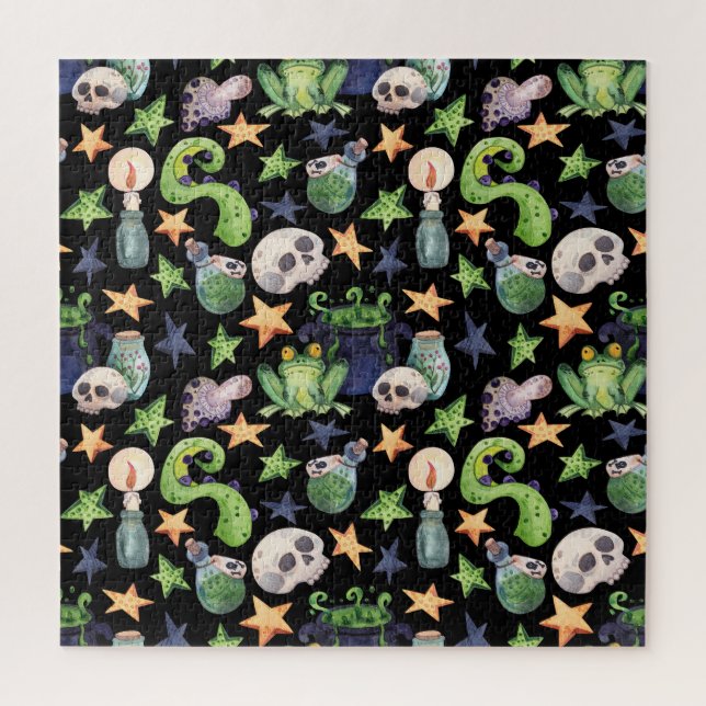 Spooky Halloween: Dark Hand-Drawn Pattern. Jigsaw Puzzle (Vertical)
