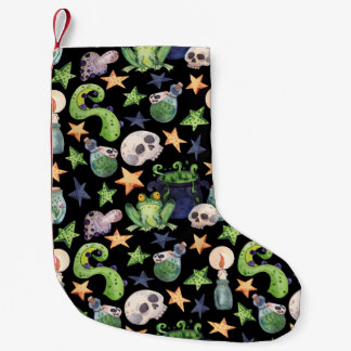 Spooky Halloween: Dark Hand-Drawn Pattern. Small Christmas Stocking