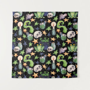 Spooky Halloween: Dark Hand-Drawn Pattern. Tapestry
