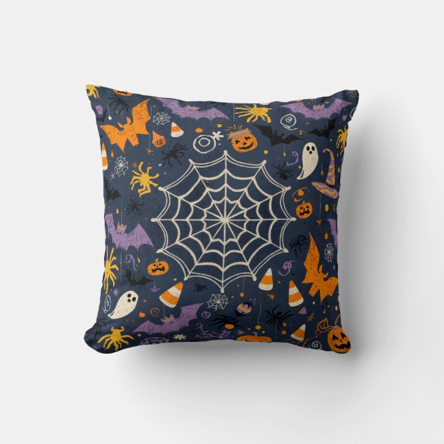 "Spooky Halloween Decorative Cushion" Throw Pillow (Front)