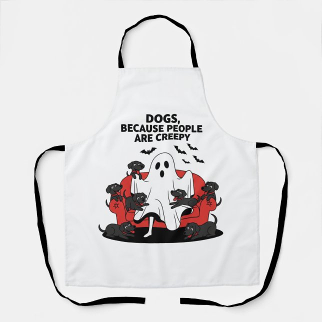 Spooky Halloween Dog Spooky Ghost 23 Apron (Front)