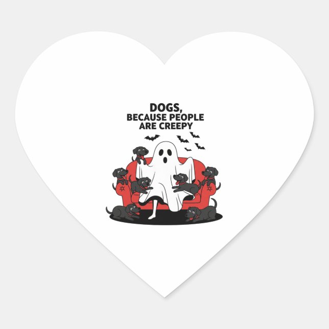 Spooky Halloween Dog Spooky Ghost 23 Heart Sticker (Front)