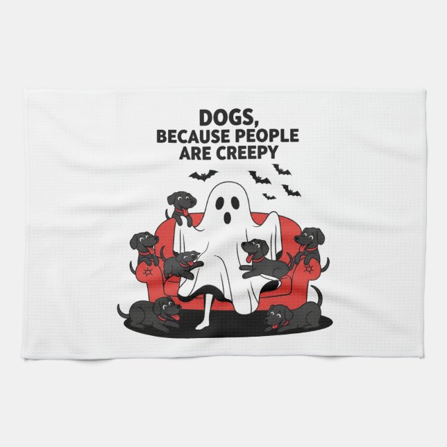 Spooky Halloween Dog Spooky Ghost 23 Kitchen Towel (Horizontal)