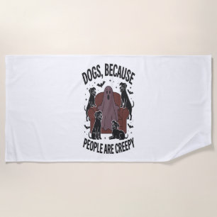 Spooky Halloween Dog Spooky Ghost 2 Beach Towel