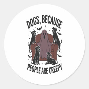 Spooky Halloween Dog Spooky Ghost 2 Classic Round Sticker