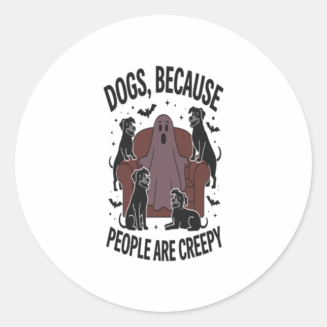 Spooky Halloween Dog Spooky Ghost 2 Classic Round Sticker (Front)