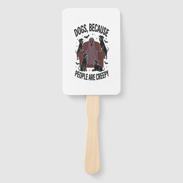 Spooky Halloween Dog Spooky Ghost 2 Hand Fan (Front)