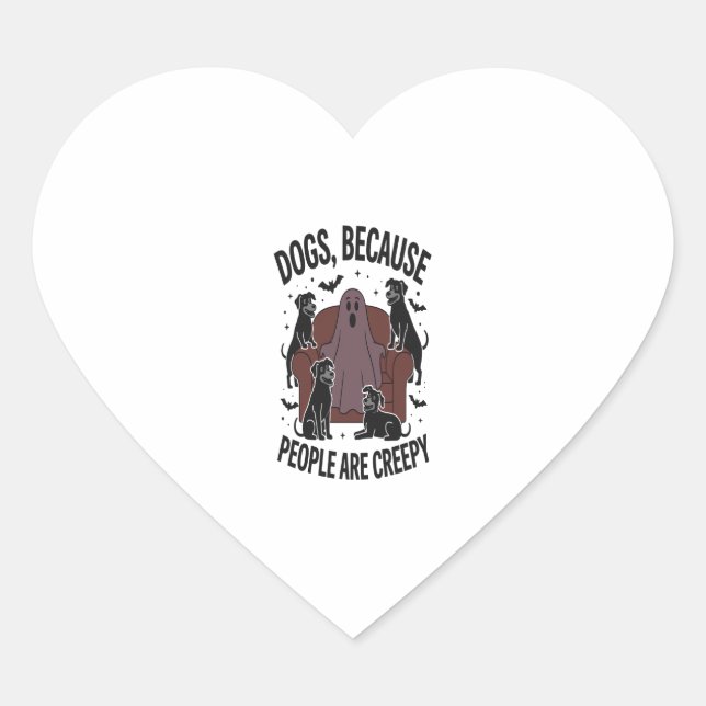 Spooky Halloween Dog Spooky Ghost 2 Heart Sticker (Front)