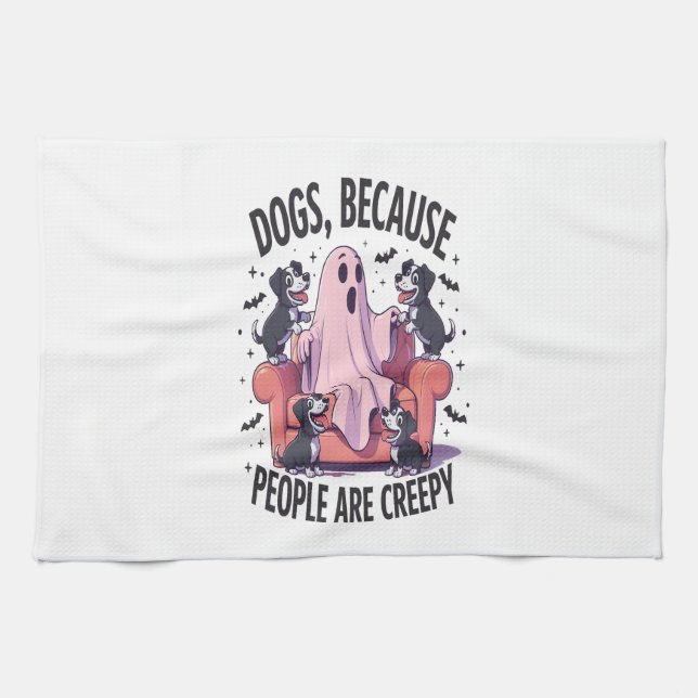 Spooky Halloween Dog Spooky Ghost (2) Kitchen Towel (Horizontal)