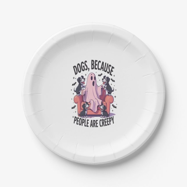 Spooky Halloween Dog Spooky Ghost (2) Paper Plate (Front)