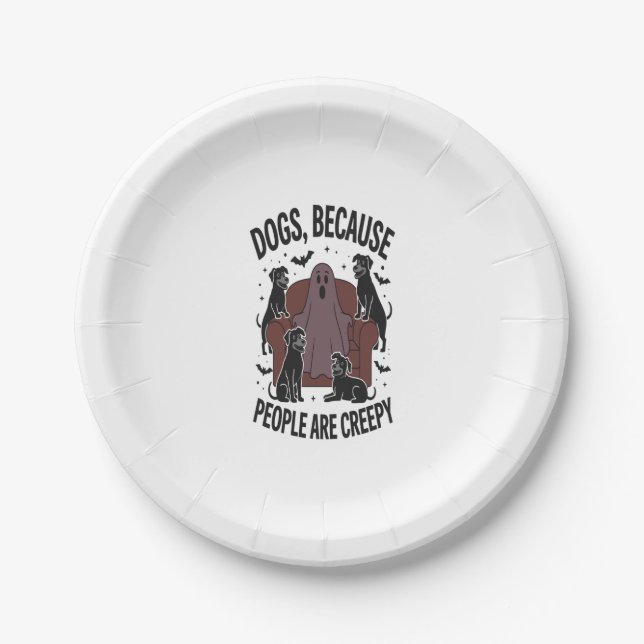 Spooky Halloween Dog Spooky Ghost 2 Paper Plate (Front)